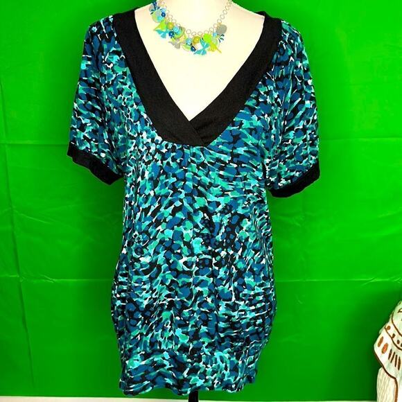 Woman’s ANA BLUE GREEN BLOUSE Size 1X - Picture 1 of 9